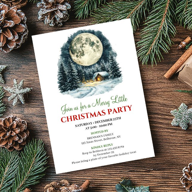 Invitation de Noël classique à l'aquarelle pour le (Watercolor Classic Holiday Scene Christmas Invite)