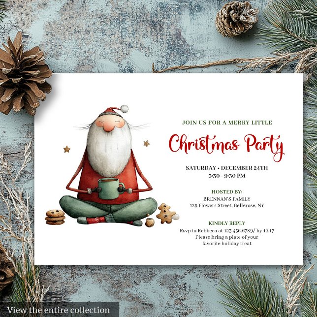Invitation de Noël classique et fantaisiste avec P (Whimsical Funny Santa Classic Christmas Invitation)