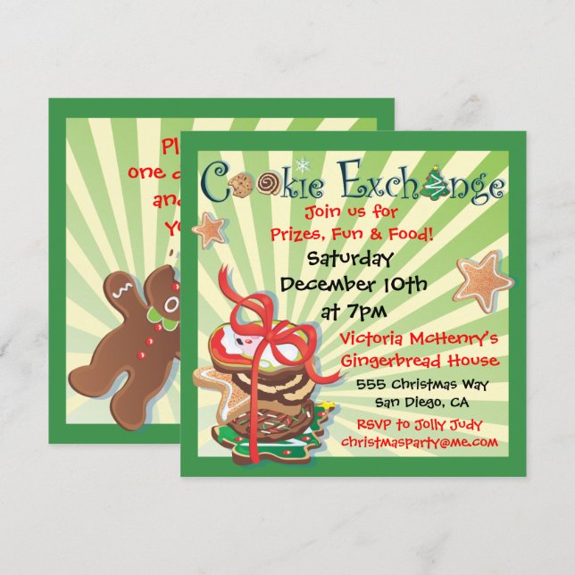Invitation de Noël Cookie Exchange Party (Devant / Derrière)