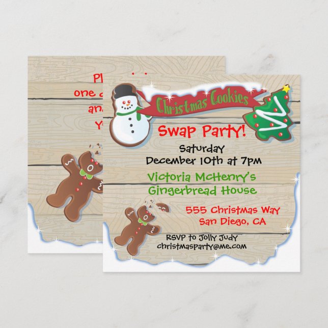 Invitation de Noël Cookie Swap Party (Devant / Derrière)
