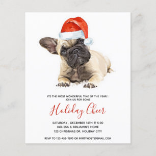 Invitation de Noël de chien bouledogue français de