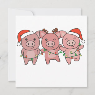 Invitation de Noël de cochons Animaux de Noël Coch