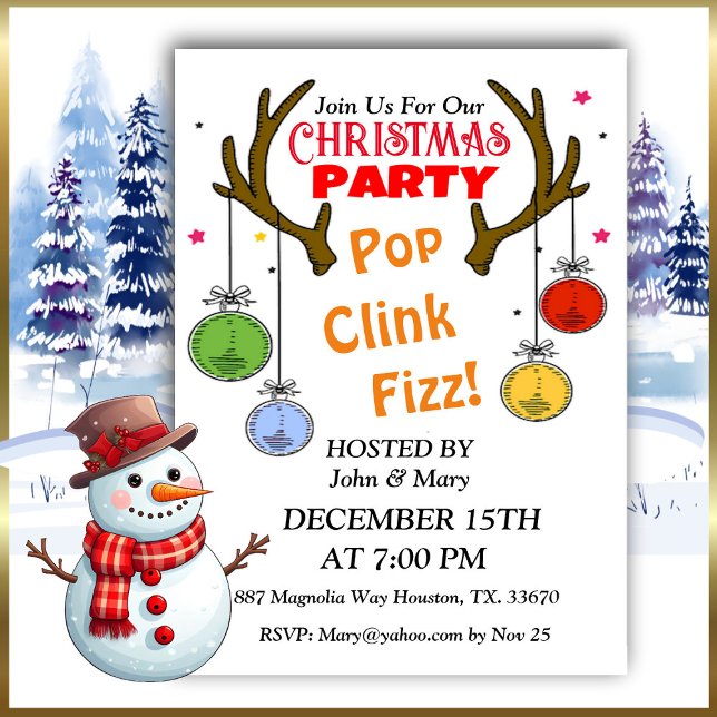 Invitation de Noël de Deer Antlers (Créateur téléchargé)