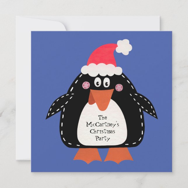 Invitation de Noël de pingouin personnalisée (Devant)