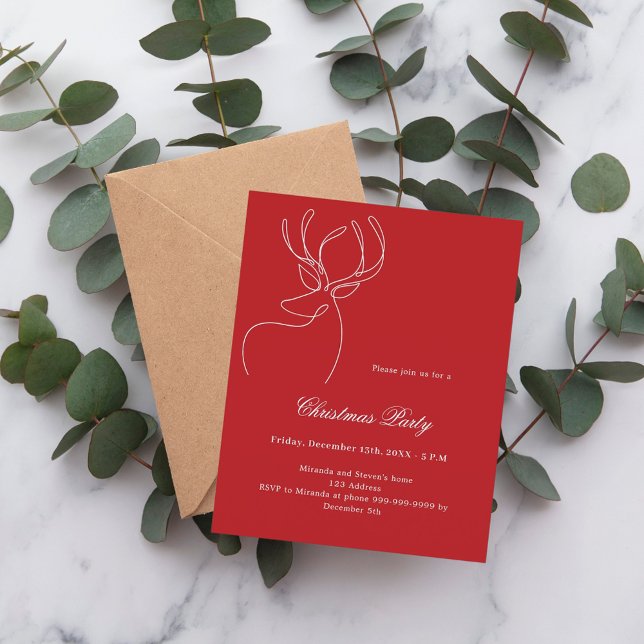 Invitation de Noël de rennes blancs rouges (Créateur téléchargé)