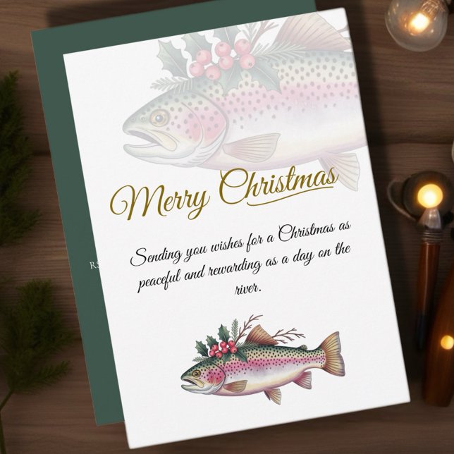 Invitation de Noël de Truite (Celebrate the holiday season with our Fishing-Themed Christmas Cards collection! )