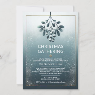 Invitation de Noël d'entreprise bleue avec accents