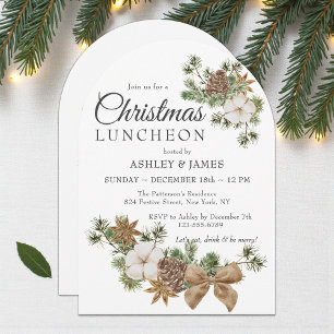 Invitation de Noël d'entreprise en coton et pin bo