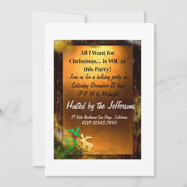 Invitation de Noël doré (Devant)