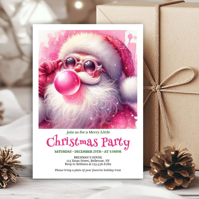 Invitation de Noël drôle de lunettes de soleil de  (Printable Funny Santa Sunglasses Christmas Invitation

)