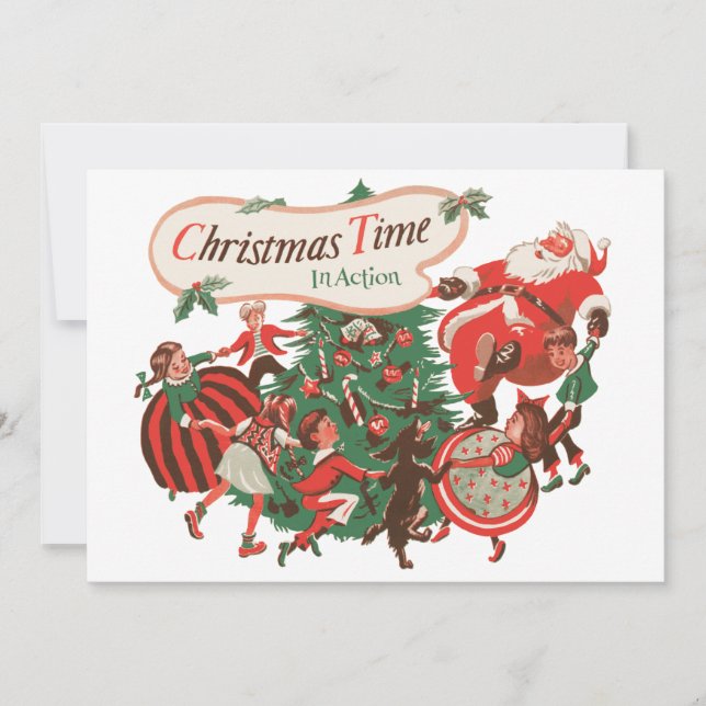 Invitation de Noël du Père Noël vintage (Devant)