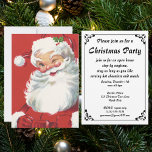 Invitation de Noël du Père Noël vintage<br><div class="desc">Facile de customiser l'invitation de Noël. Illustration vintage Design de Noël avec un joyeux Père Noël joyeux,  portant un casquette et en train de se baigner comme s'il avait un secret. Ho,  ho,  ho,  Joyeux Noël !</div>
