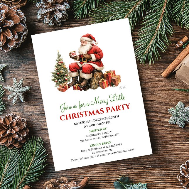 Invitation de Noël élégante avec scène aquarelle c (Chic Watercolor Christmas Scene Holiday Invitation)