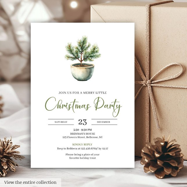Invitation de Noël élégante et botanique bohème te (Elegant Bohemian Earthy Botanical Christmas Invitation)