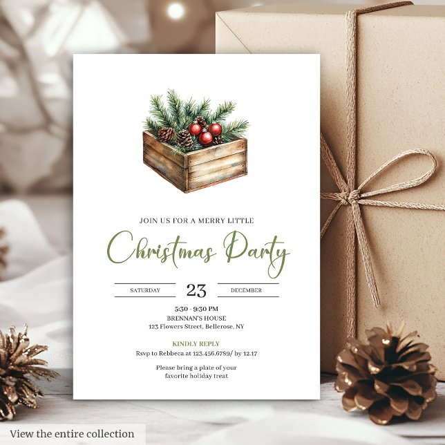 Invitation de Noël élégante et botanique bohémiène (Elegant Bohemian Earthy Botanical Christmas Invitation)