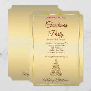Invitation de Noël élégante et douce en or