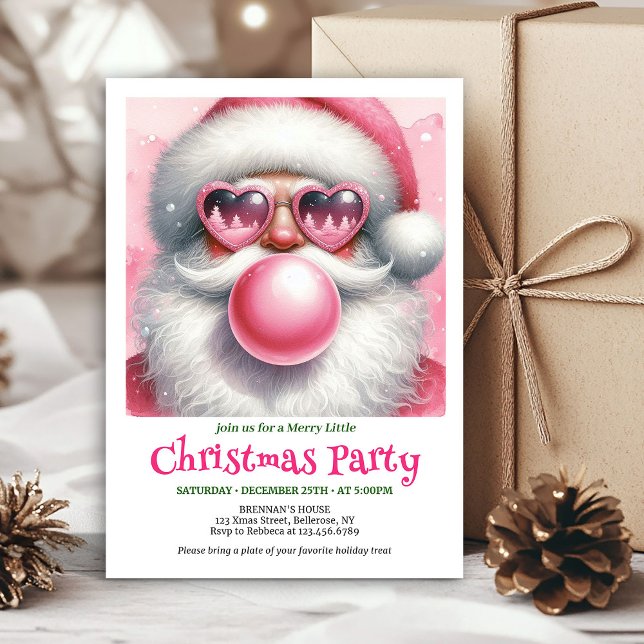 Invitation de Noël élégante et drôle avec lunettes (Elegant Funny Santa Heart Glasses Christmas Invitation

)