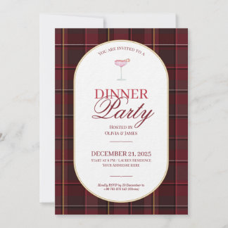 Invitation de Noël élégante vintage à carreaux tar