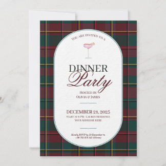 Invitation de Noël élégante vintage à carreaux tar
