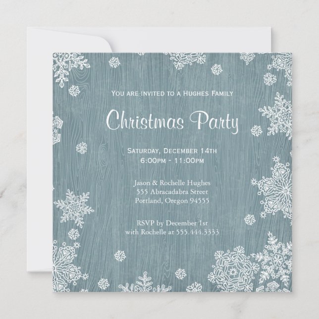 Invitation de Noël en bois rustique (Devant)