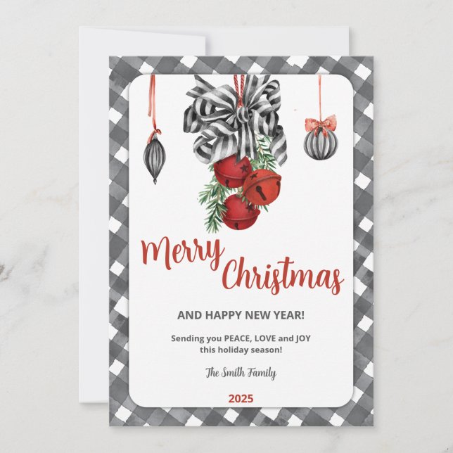 Invitation de Noël en noir et blanc (Devant)