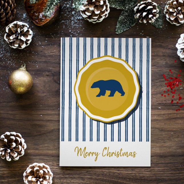 Invitation de Noël en or, bleu et blanc (Créateur téléchargé)