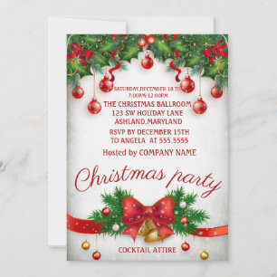 Invitation de Noël Extraordinaire, élégante, rouge