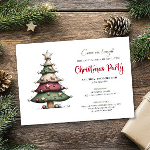 Invitation de Noël fantaisiste arbre classique rou