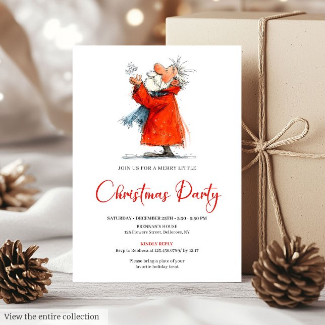 Invitation de Noël festive et drôle de Père Noël p (Personalized Funny Santa Festive Holiday Invite)