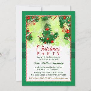 Invitation de Noël - Festive Party Rouge & Vert