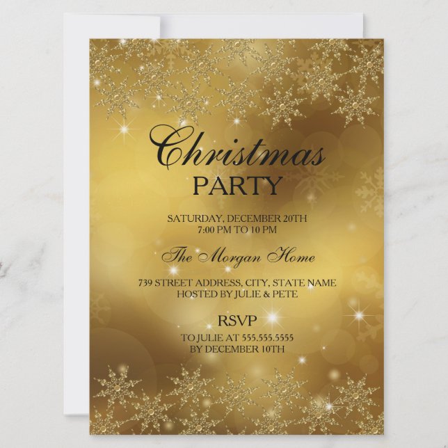 Invitation de Noël Fête de fin d'année Paillettes  (Devant)