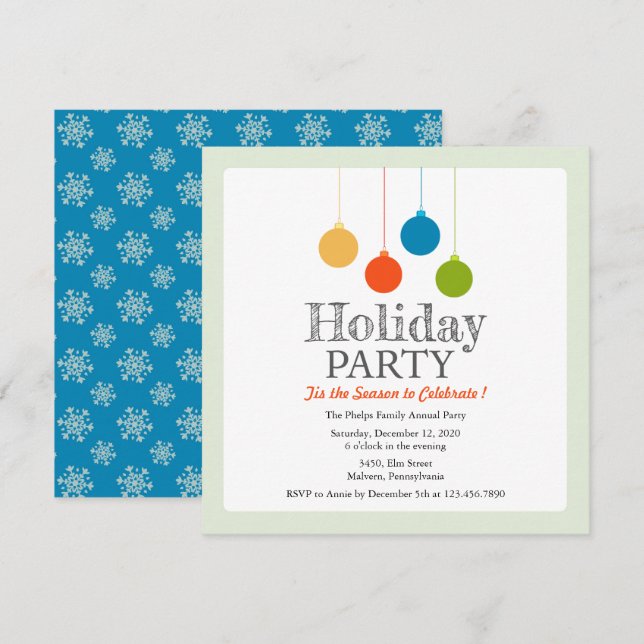 Invitation de Noël/Fête de Noël (Devant / Derrière)