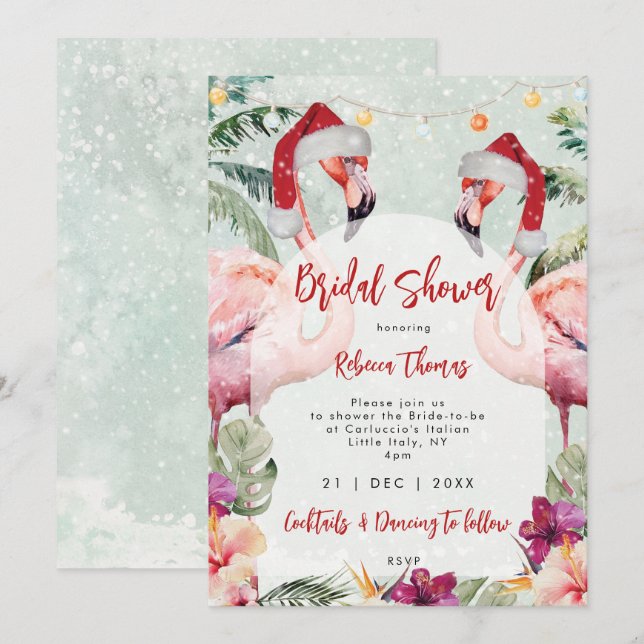 invitation de noël flamingo nuptiale (Devant / Derrière)