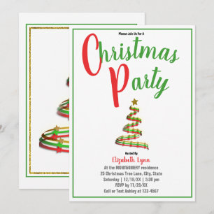 Invitation de Noël Gold, Red et Green