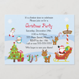 Invitation de Noël Jeu d'enfants Snowman Père Noël