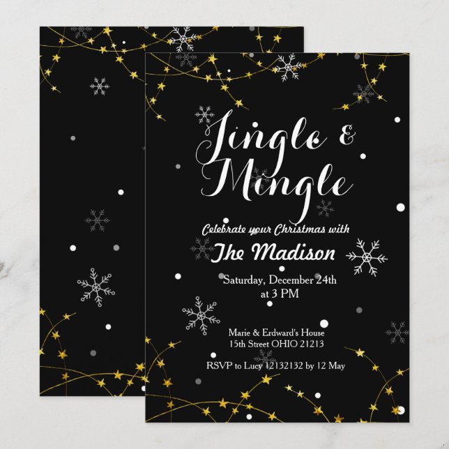 Invitation de Noël Jingle et Mingle (Devant / Derrière)
