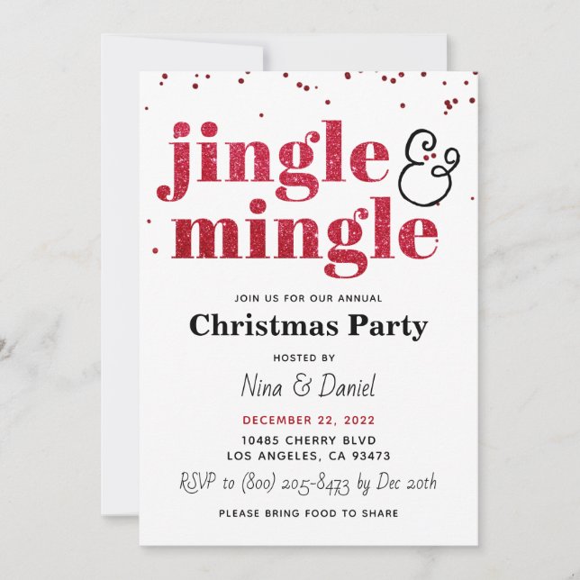 Invitation de Noël Jingle & Mingle (Devant)