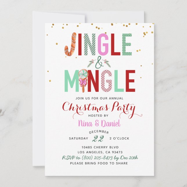 Invitation de Noël Jingle & Mingle (Devant)