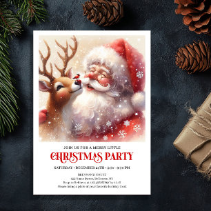 Invitation de Noël joyeuse avec le Père Noël et Ru