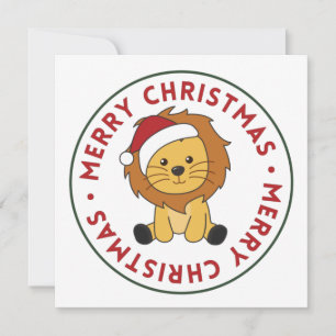 Invitation de Noël Lion Neige Hiver Animaux Lions