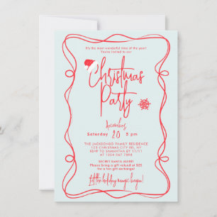 Invitation de Noël manuscrite en bleu
