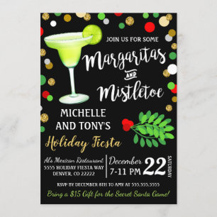 Invitation de Noël Margaritas et Mistletoe