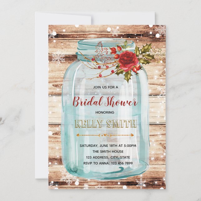 Invitation de Noël mason jar (Devant)