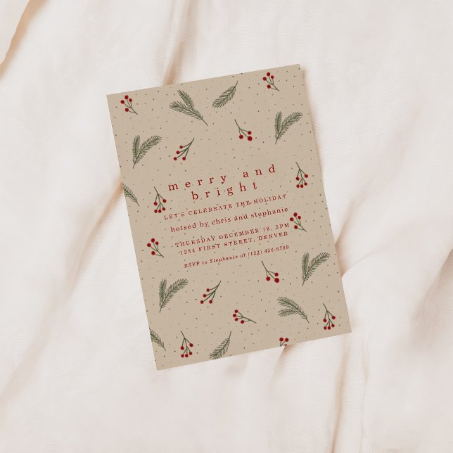 Invitation de Noël Merry and Bright pour les Fêtes (Créateur téléchargé)