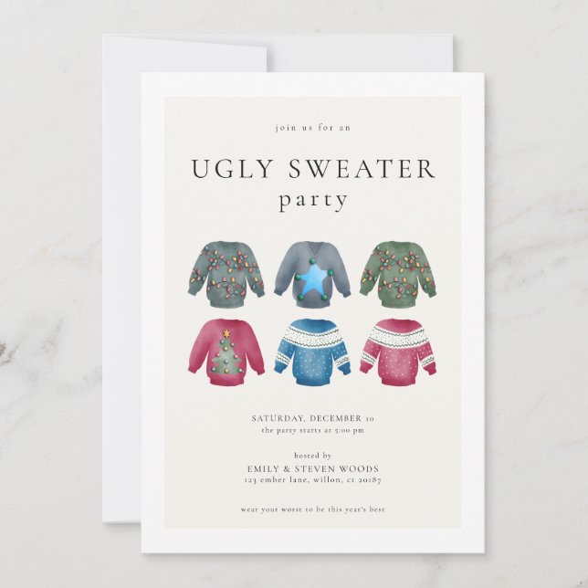 Invitation de Noël moche Sweater (Devant)
