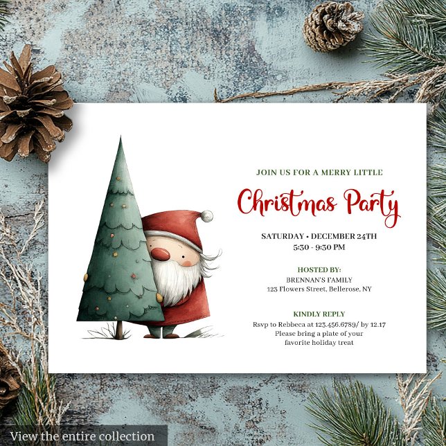 Invitation de Noël moderne drôle de Père Noël roug (Modern Funny Santa Red Green Christmas Invitation)