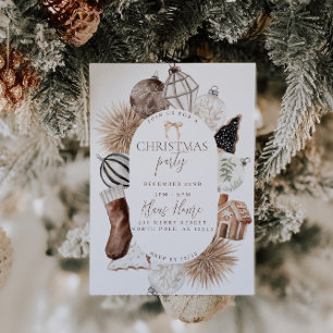 Invitation de Noël neutre Boho Brown