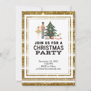 Invitation de Noël Nutcracker Custom Gold Party