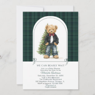 Invitation de Noël ourson en aquarelle hiver