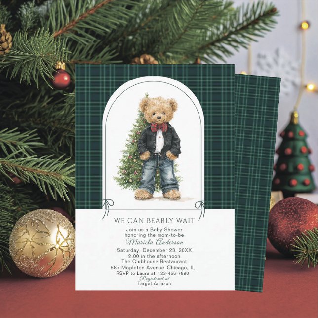 Invitation de Noël ourson en aquarelle hiver (Créateur téléchargé)